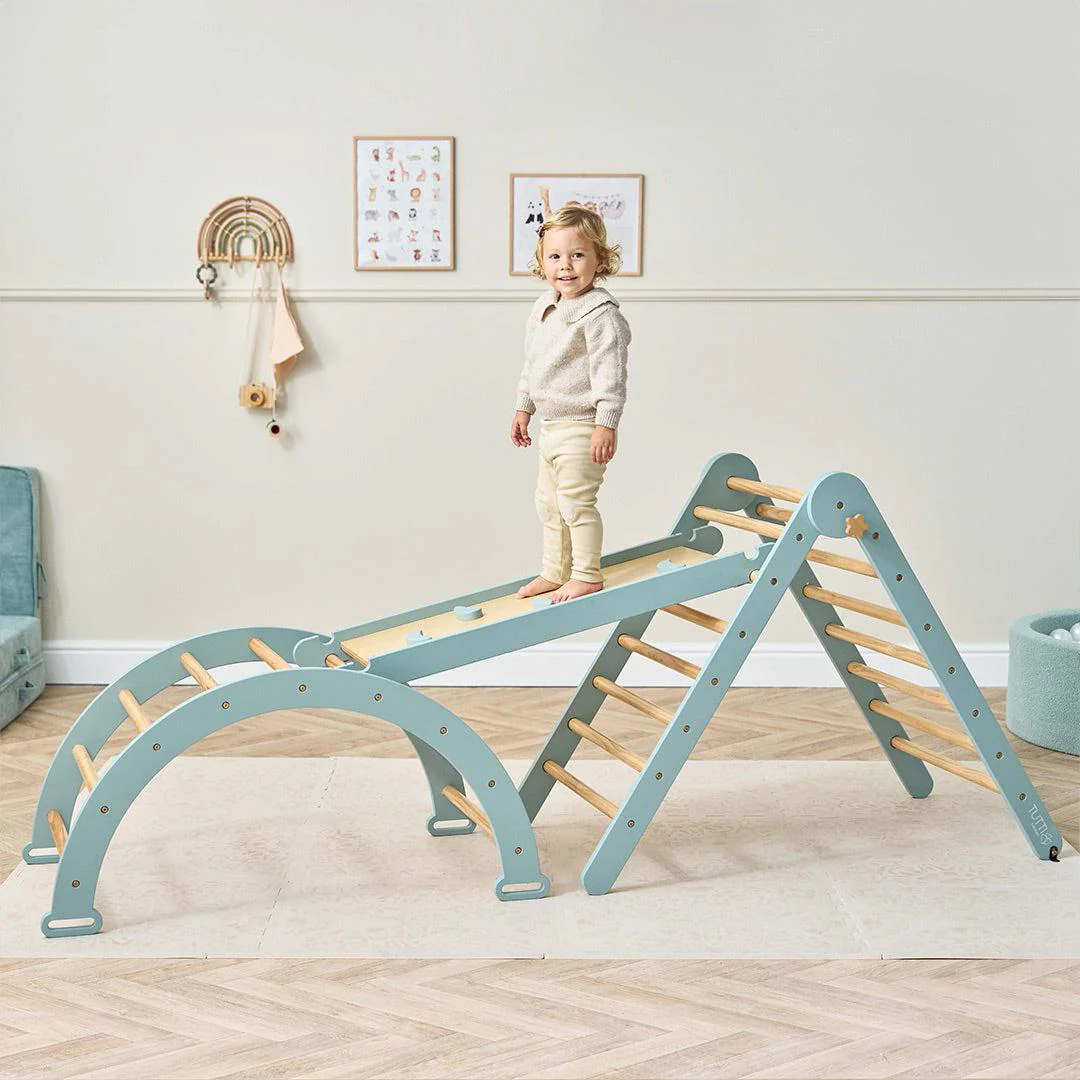 Tutti Bambini Scala Montessori 3 In 1 Pikler Climbing Frame With Climbing Wall - Ocean Stone - Image 2